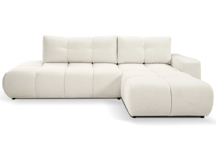 Ecksofa L-Form Rechts mit Schlaffunktion und Bettkasten Sile L Creme