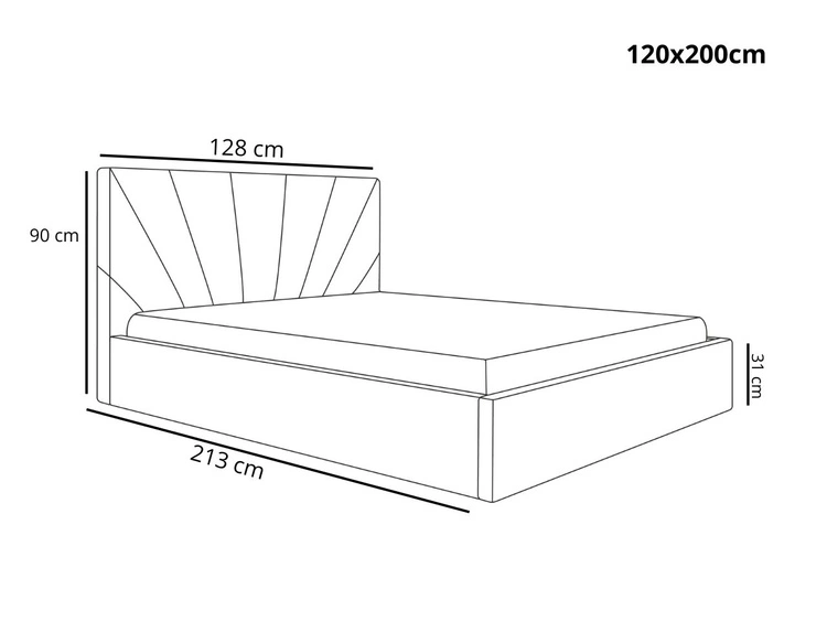 Polsterbett mit Bettkasten und Lattenrost 120x200 Orlo Dunkelgrau