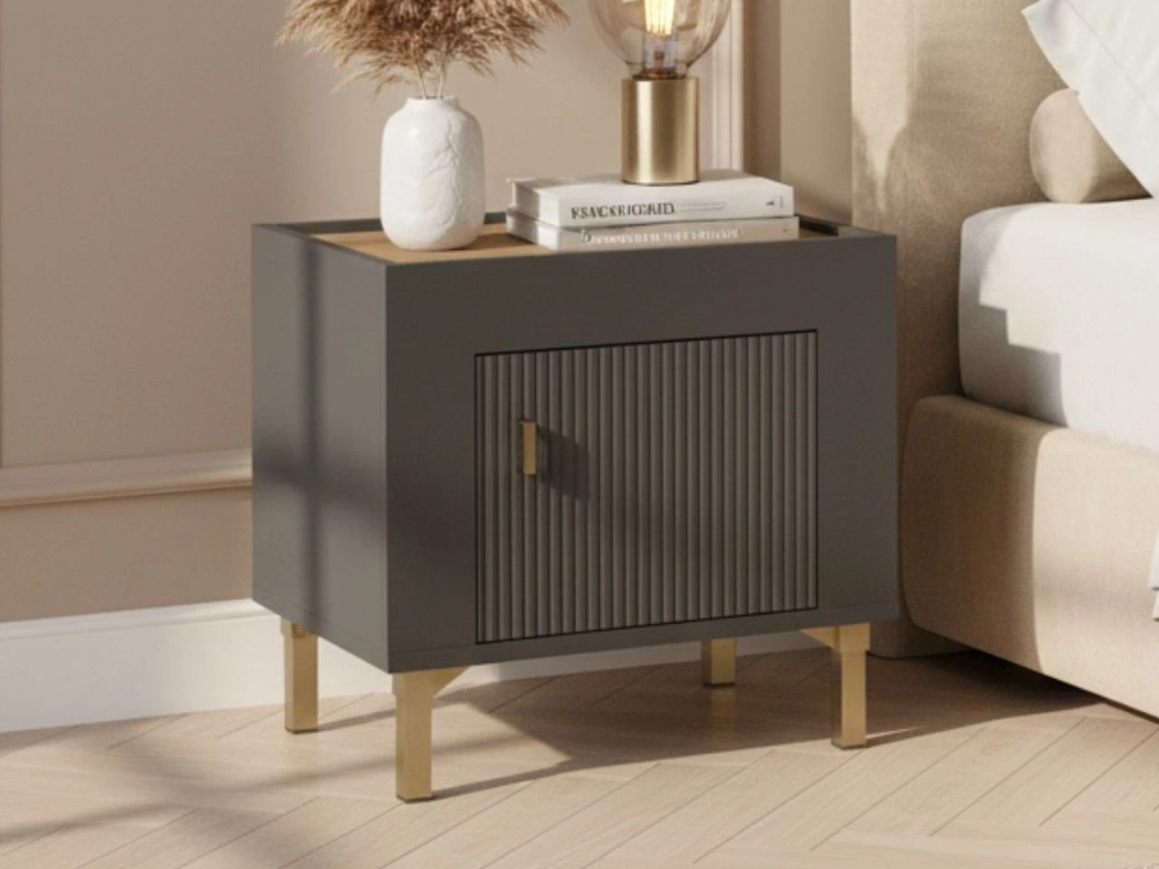 Nachtschrank mit schrank Messina Schwarz