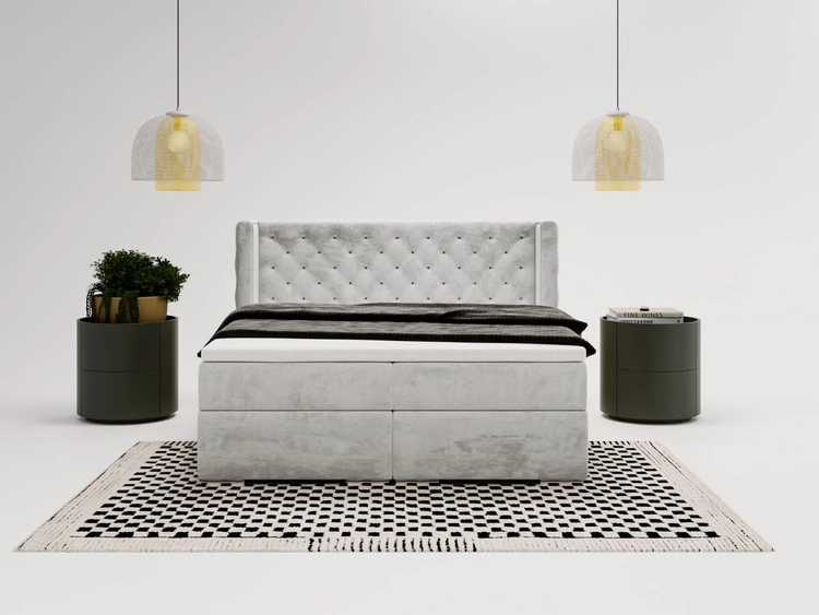 Boxspringbett mit Bettkasten 180x200 Lion Hellgrau