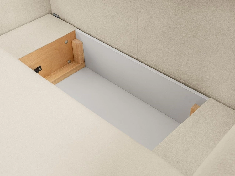 Ecksofa L-Form Links mit Schlaffunktion und Bettkasten Oreo Beige