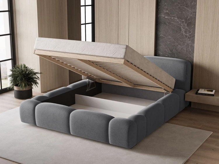 Polsterbett mit Bettkasten und Lattenrost 160x200 Aubi Dunkelgrau