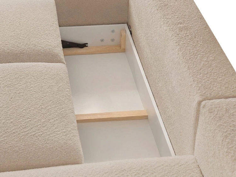 Ecksofa L-Form mit Schlaffunktion und Bettkasten Avelin Links Beige