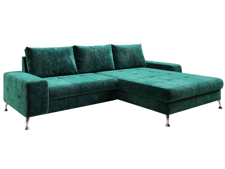 Ecksofa L-Form Rechts mit Schlaffunktion und Bettkasten Tonny Grün