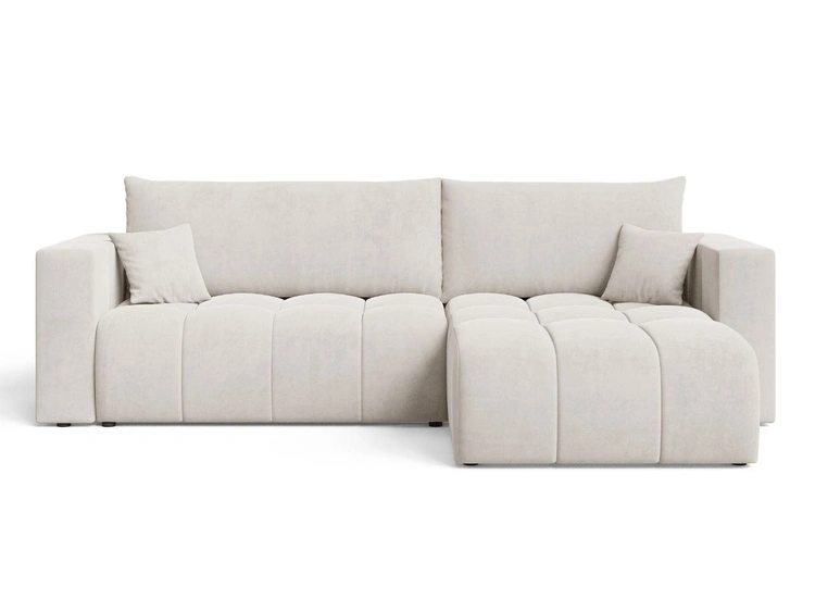 Ecksofa L-Form mit Schlaffunktion und Bettkasten Neva Hellbeige