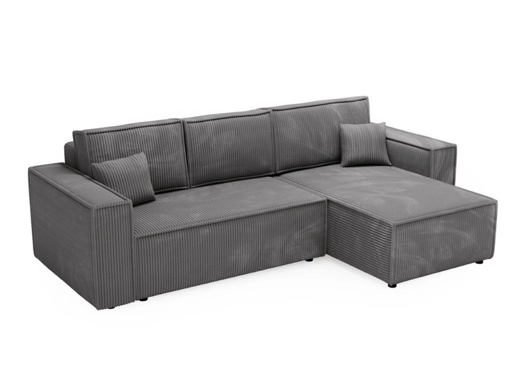 Ecksofa L-Form mit Schlaffunktion und Bettkasten Prato XL Dunkelgrau