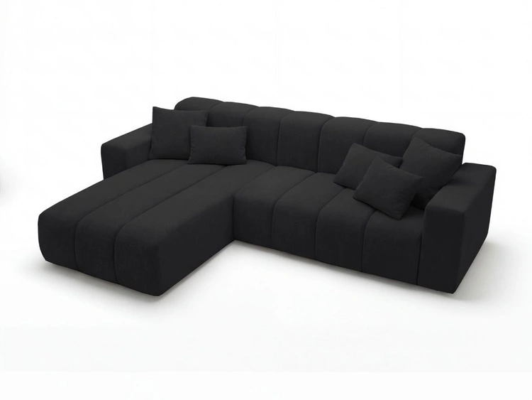 Ecksofa L-Form Links Nork Schwarz