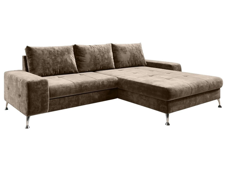 Ecksofa L-Form Rechts mit Schlaffunktion und Bettkasten Tonny Hellbraun