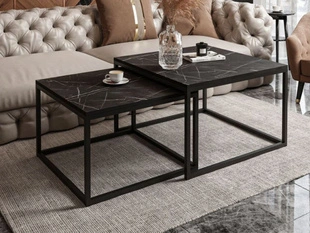 Couchtisch auf schwarzem Metallrahmen Asumi Schwarz 40x46