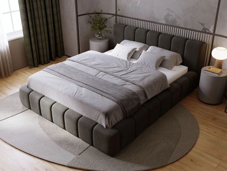 Polsterbett mit Bettkasten und Lattenrost 180x200 Orio Dunkelgrau