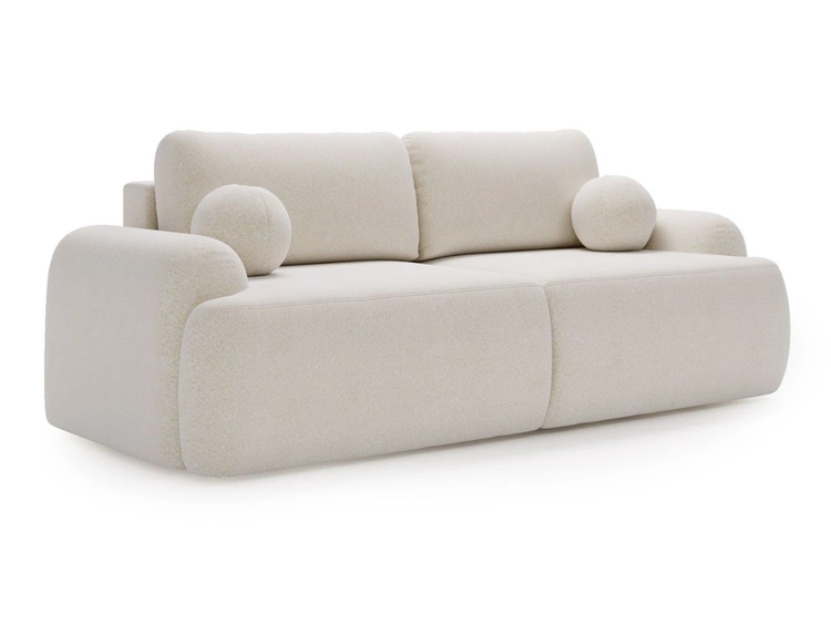 Sofa mit Schlaffunktion und Bettkasten Aurio Creme