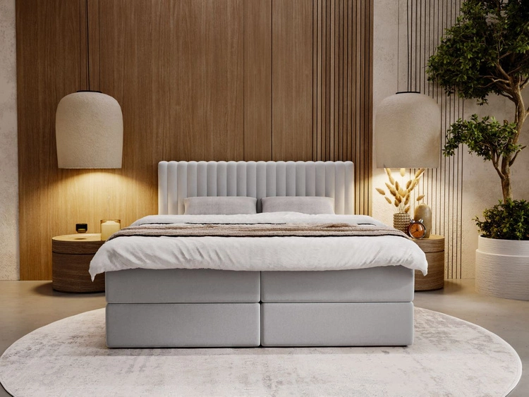 Boxspringbett mit Bettkasten 180x200 Marbella Hellgrau