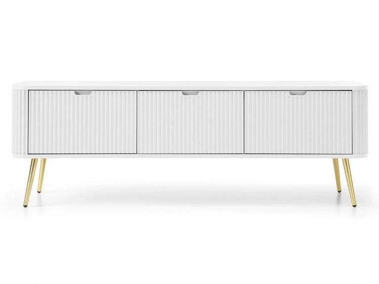 TV-Lowboard mit Türen Viva Weiß auf Goldenen Beinen