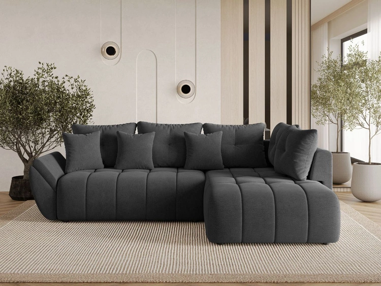 Ecksofa L-Form mit Schlaffunktion und Bettkasten Genoa Anthrazit