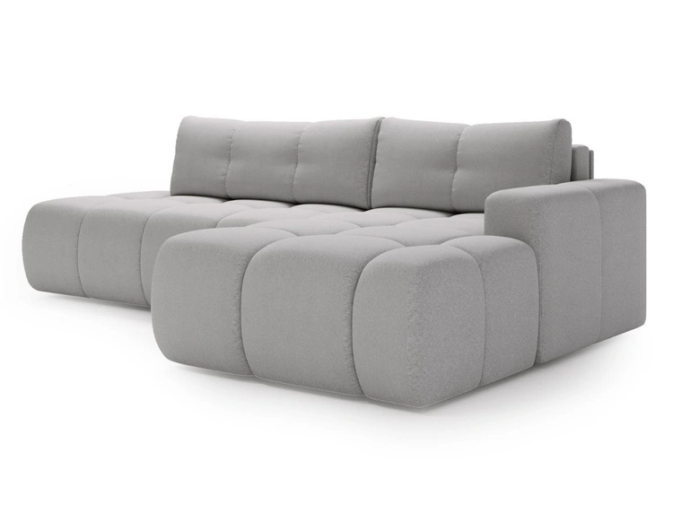 Ecksofa L-Form Rechts mit Schlaffunktion und Bettkasten Montero Grau