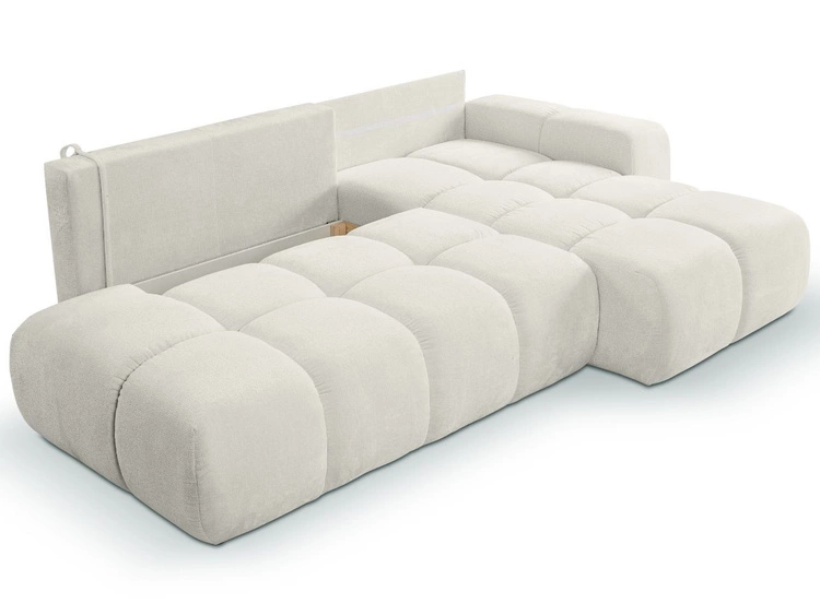 Ecksofa L-Form Rechts mit Schlaffunktion und Bettkasten Sile L Beige