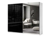 Schwebetürenschrank Zweitüriger mit Spiegel 244 cm Nuveo Schwarz-Weiß Hochglanz