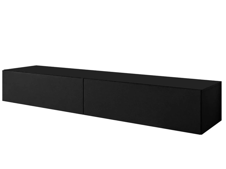 Hängendes TV-Lowboard mit zwei Türen 175 cm Sorelle Schwarz Matt