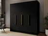 Kleiderschrank 200 cm Perugia Schwarz mit goldenen Griffen