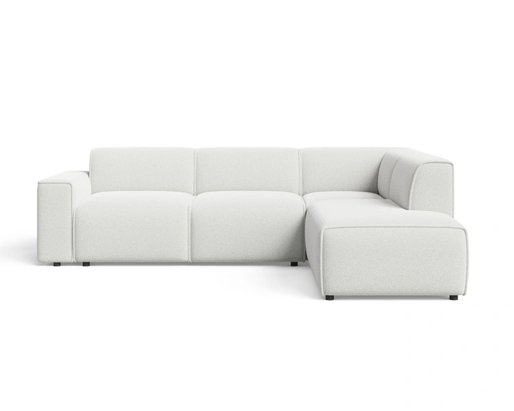 Ecksofa L-Form Rechts Eluno Bouclé-Stoff Weiß