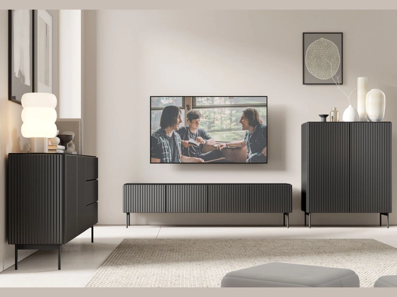 Wohnzimmer-Set Qualita Schwarz