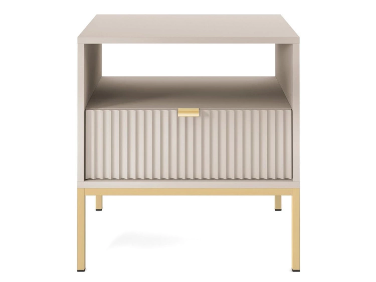 Nachtschrank mit Schublade Amber Kaschmir auf goldenen Beinen