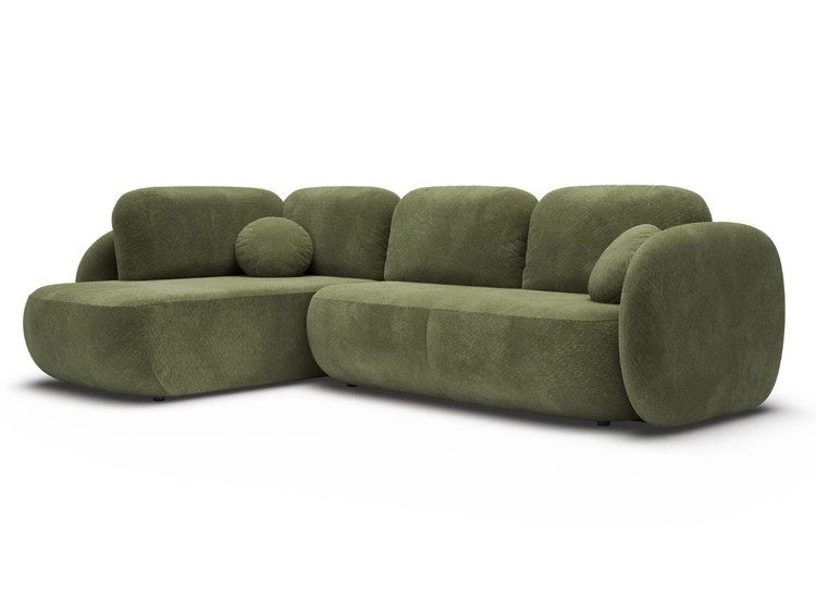 Ecksofa mit Schlaffunktion und Bettkasten Rechts Carino Grün