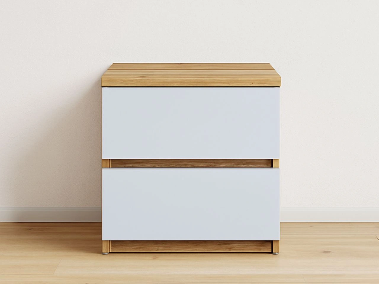 Nachtschrank mit zwei Schubladen Arcadia Eiche Wotan, Weiß