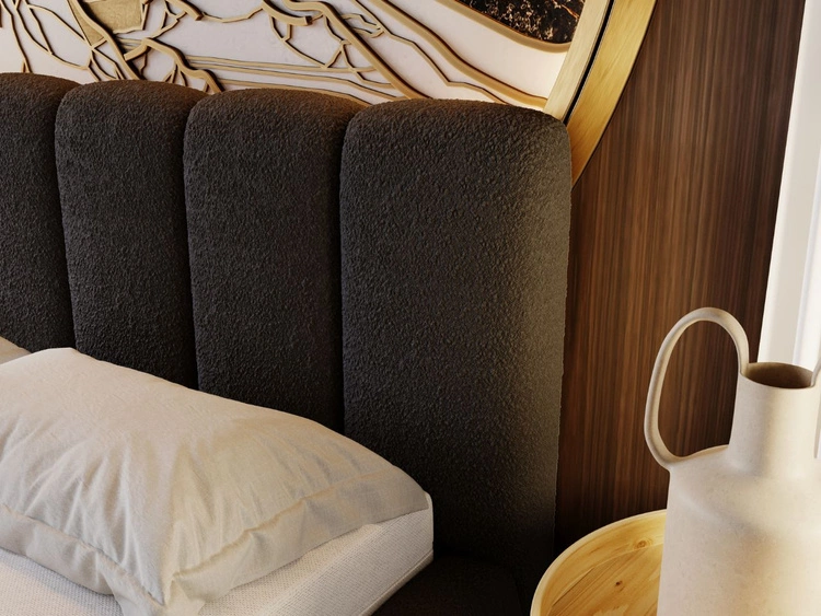 Polsterbett ohne Bettkasten mit Lattenrost 160x200 Cloud aus Bouclé-Stoff Schwarz