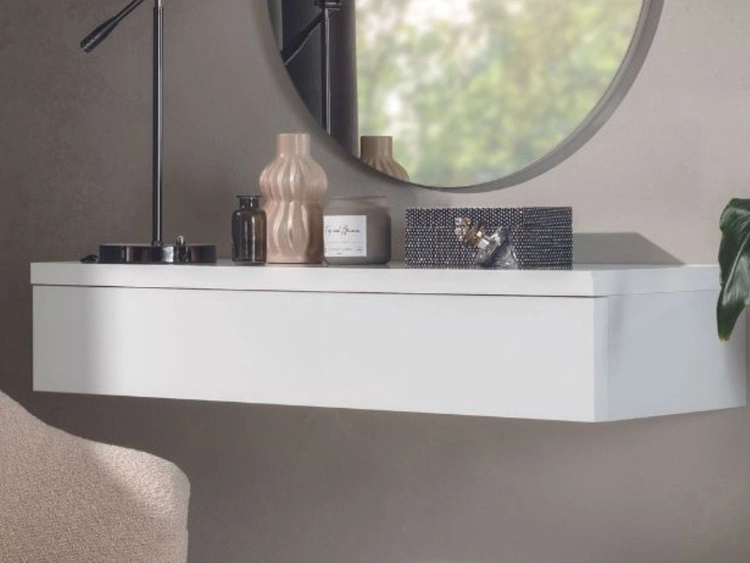Hängender Schminktisch mit Spiegel Nusco Weiß Glanz