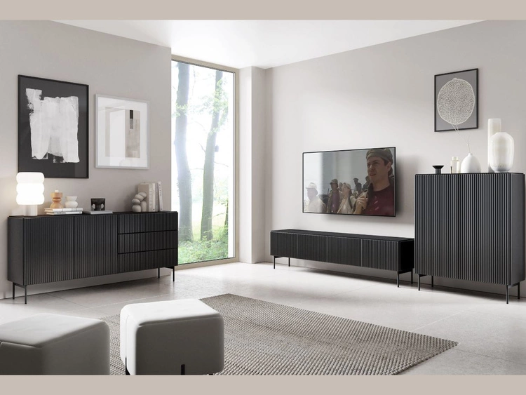 Wohnzimmer-Set Qualita Schwarz