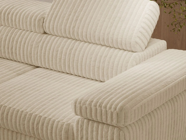 Ecksofa L-Form mit Schlaffunktion und Bettkasten Argon Links Beige