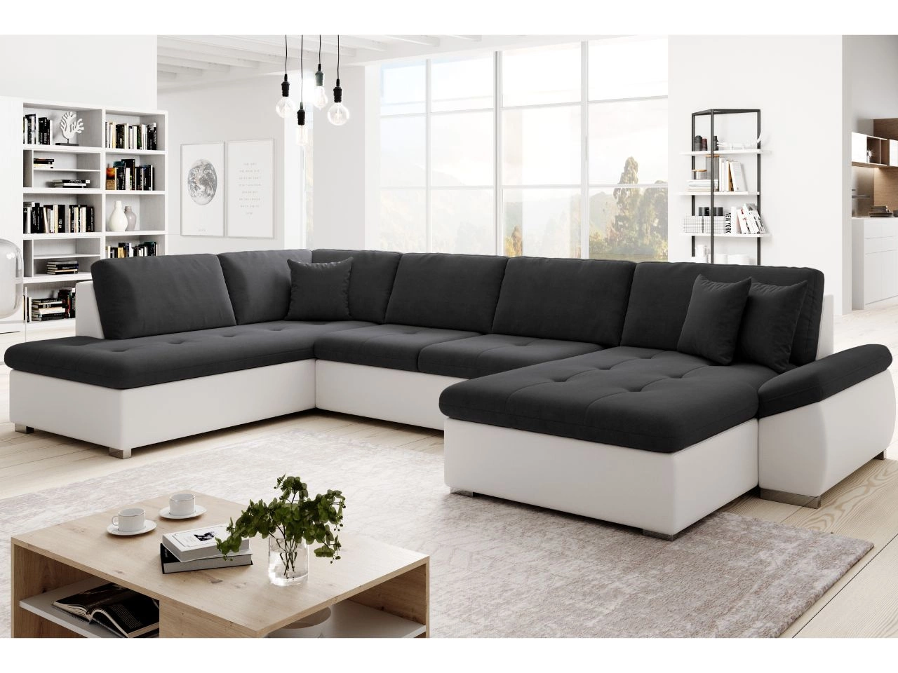 Wohnlandschaft Moni U Schwarz/Weiß