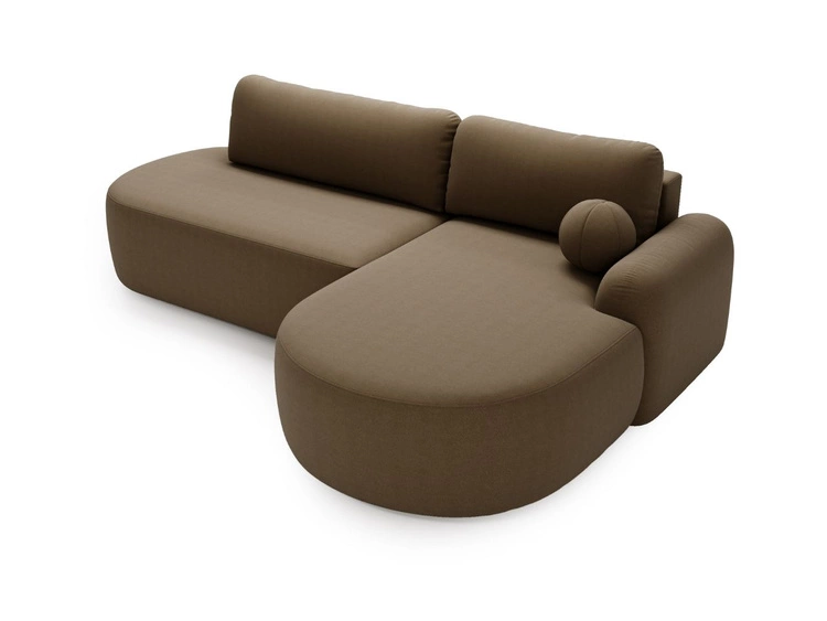 Ecksofa L-Form Rechts mit Schlaffunktion und Bettkasten Aurio O Braun