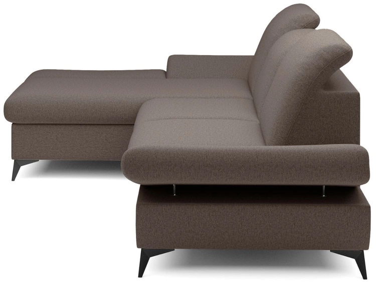 Ecksofa L-Form Links mit Schlaffunktion und Bettkasten Hannover Dunkelbraun