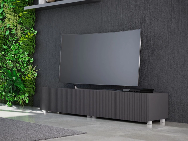 Set mit zwei TV-Lowboard mit Türen 100 cm Kioto Schwarz matt