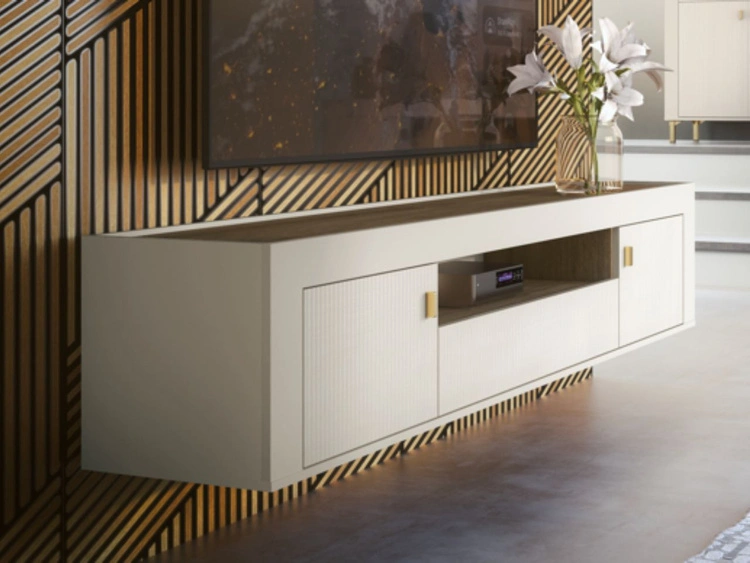 TV-Lowboard mit Schublade und Türen Messina Kaschmir