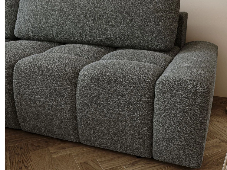 Ecksofa L-Form Links mit Schlaffunktion und Bettkasten Lana Grau