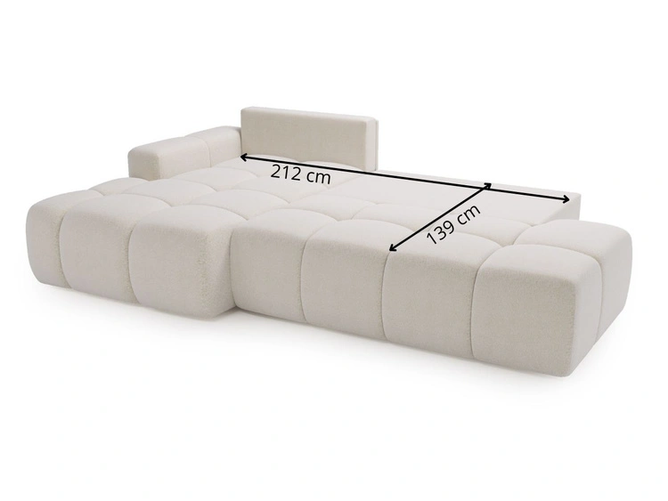 Ecksofa L-Form Links mit Schlaffunktion und Bettkasten Montero Creme
