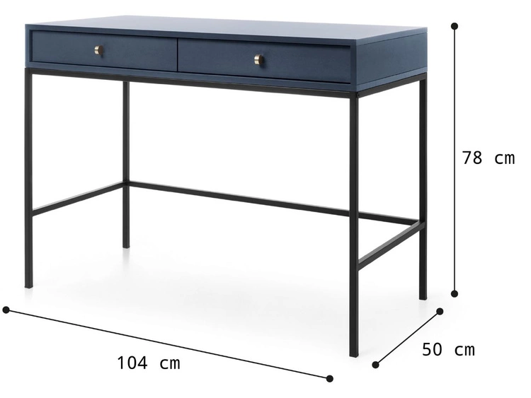 Schminktisch mit Schwarz Metallbeinen Amor Marineblau