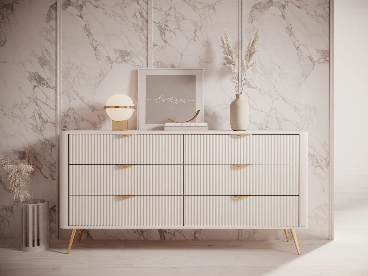 Kommode mit 6 Schubladen Latina Beige