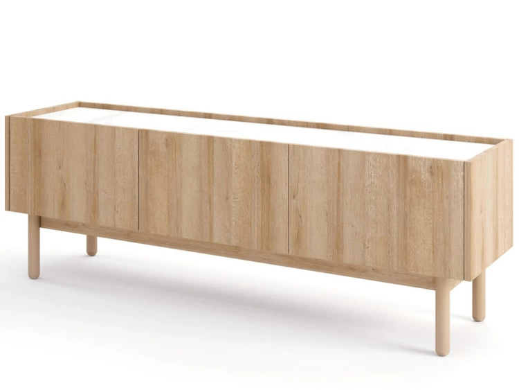 Wohnzimmerset Braha Riviera Eiche, Bianco Marmor