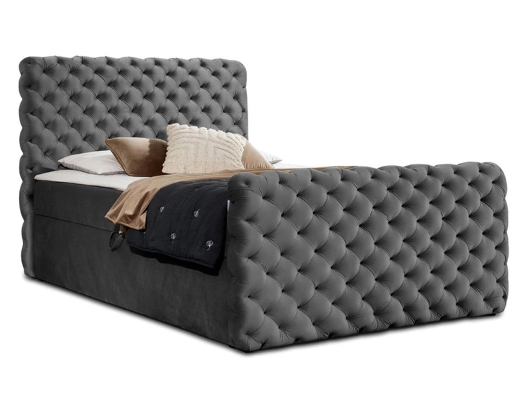 Boxspringbett mit Bettkasten 120x200 Cleo Lux Grau