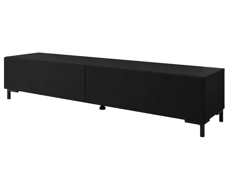 TV-Lowboard auf schwarzen Beinen 175 cm mit LED-Beleuchtung Sorelle Schwarz Matt