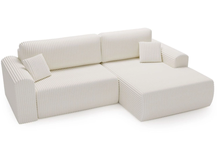 Ecksofa mit Schlaffunktion und Bettkasten Belvio rechts Creme