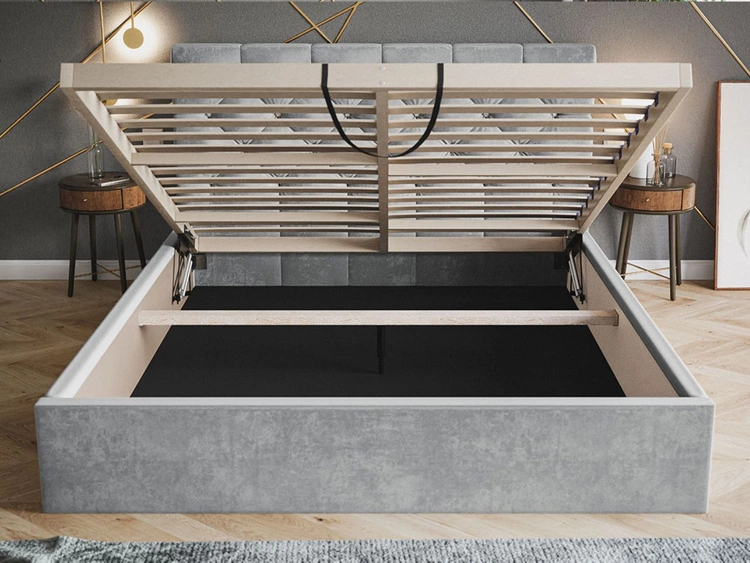 Polsterbett mit Bettkasten und Lattenrost 120x200 Selva Schwarz