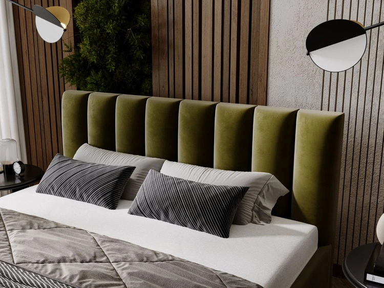 Polsterbett mit Bettkasten und Lattenrost 200x200 Neos Grün