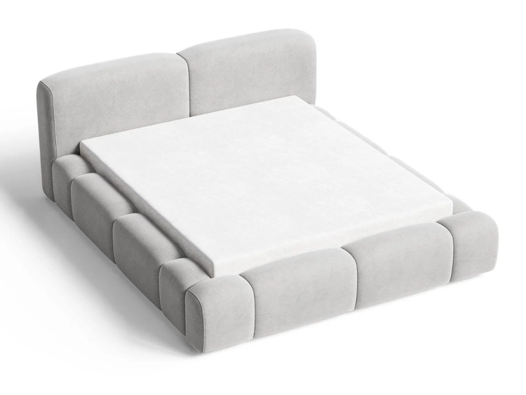 Polsterbett mit Bettkasten und Lattenrost 140x200 Aubi Grau