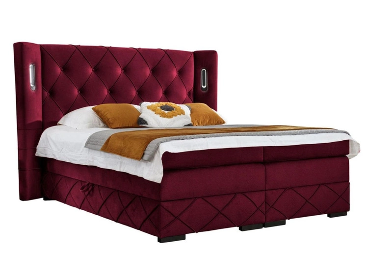 Boxspringbett mit Bettkasten 140x200 Neria Lux Rot