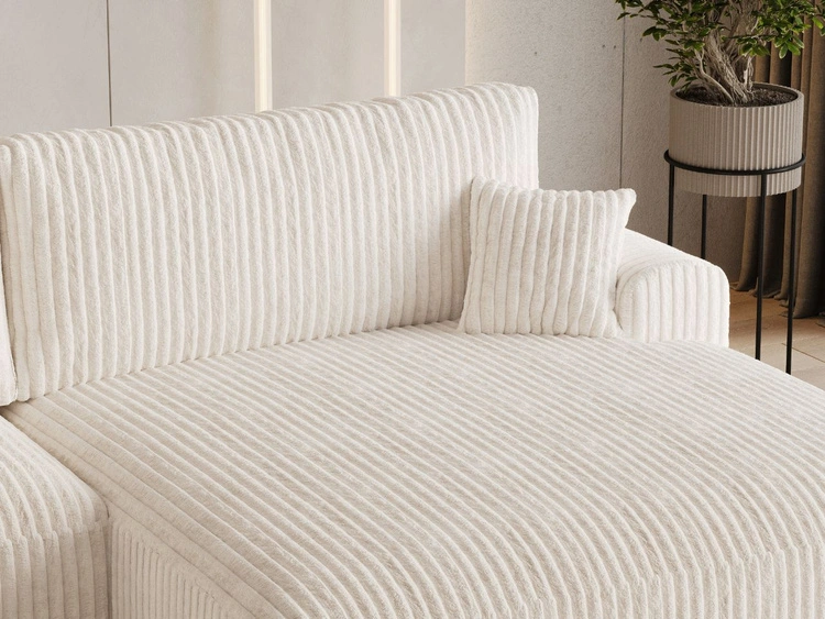 Ecksofa L-Form mit Schlaffunktion und Bettkasten Serene Rechts Creme